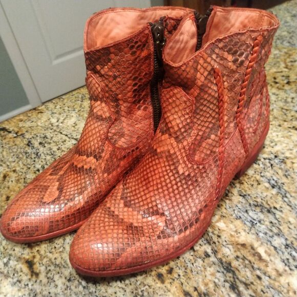 Fauzian Jeunesse Python Boots Red Snake Leather Womens size US 6 EU 36 $960 - Picture 4 of 14